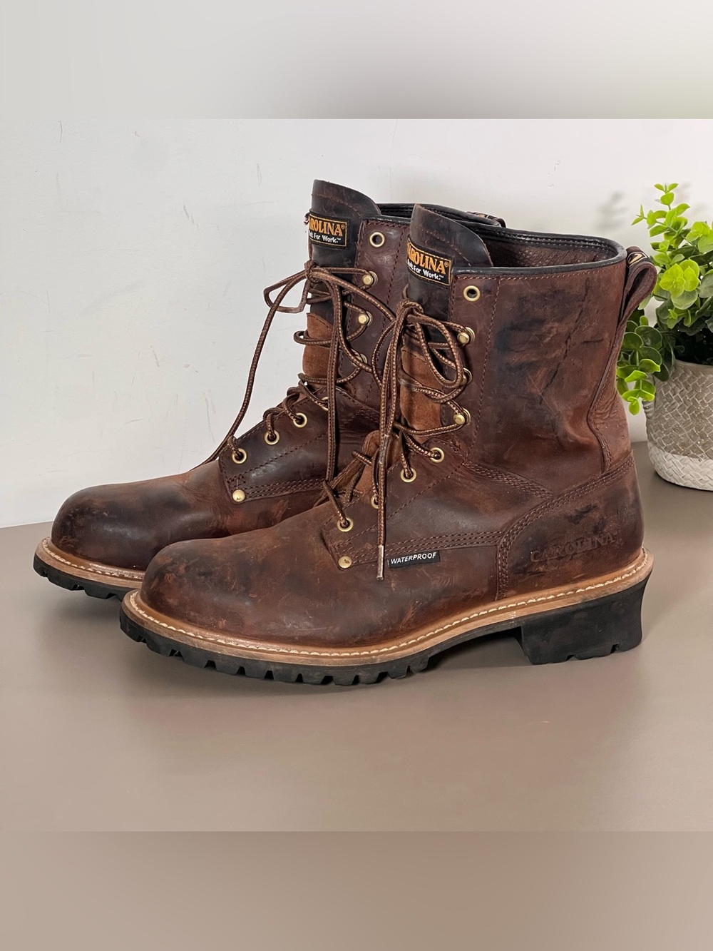 Carolina Men's Elm 8" Steel Toe Waterproof Logger Work Boot Brown Size 11.5